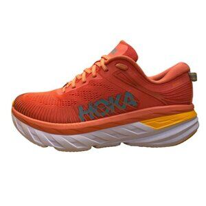 Hoka Women's Coral and Yellow Running Shoes